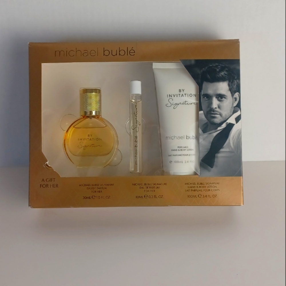 Michael Buble New Woman Gift Set 3pc Perfume Body Lotion By Invitation Signature